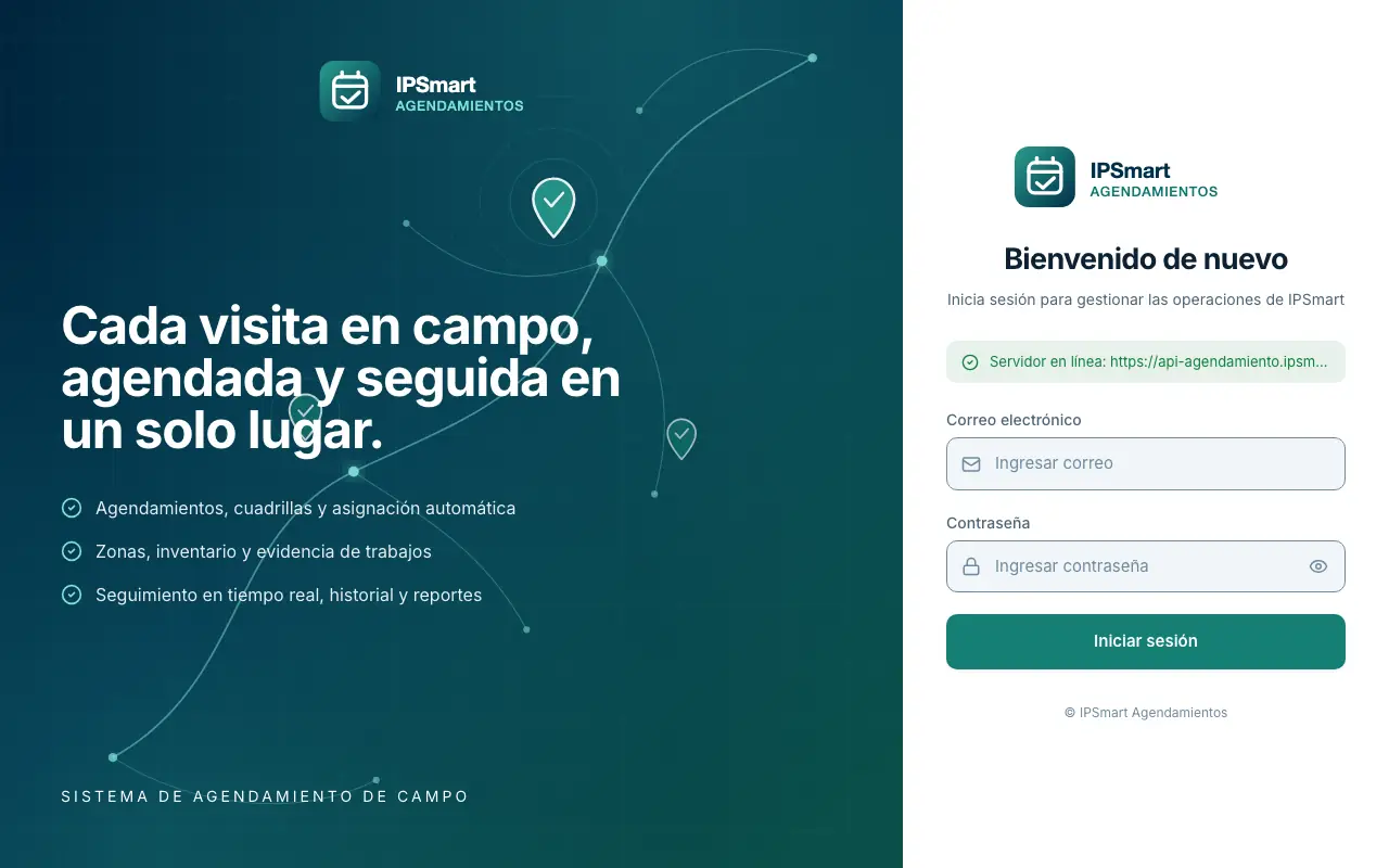 IPSmart Agendamientos, control del trabajo y las ventas de calle
