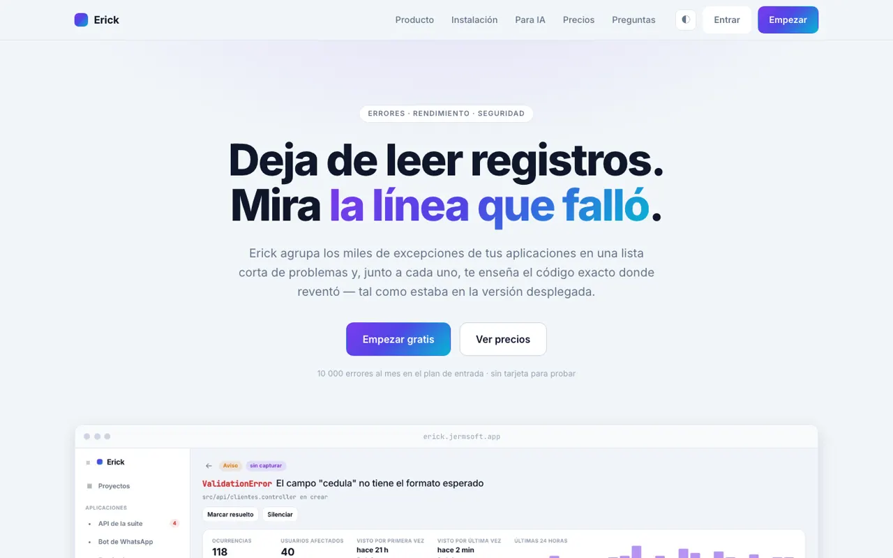 Erick: control central de fallas y pentest